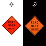 Roll Up Sign & Stand - 48 Inch Reflective Road Work 1000 Feet Roll Up Traffic Sign